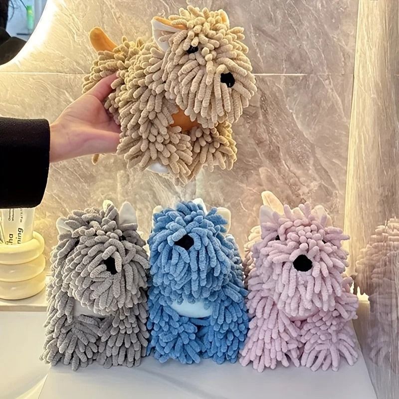 Cute Puppy Wall Mounted Hand Towel For Kitchen And Bathroom blue