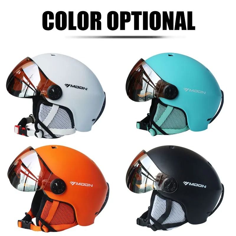 Integrally Molded PC EPS Goggles Ski Helmet black l