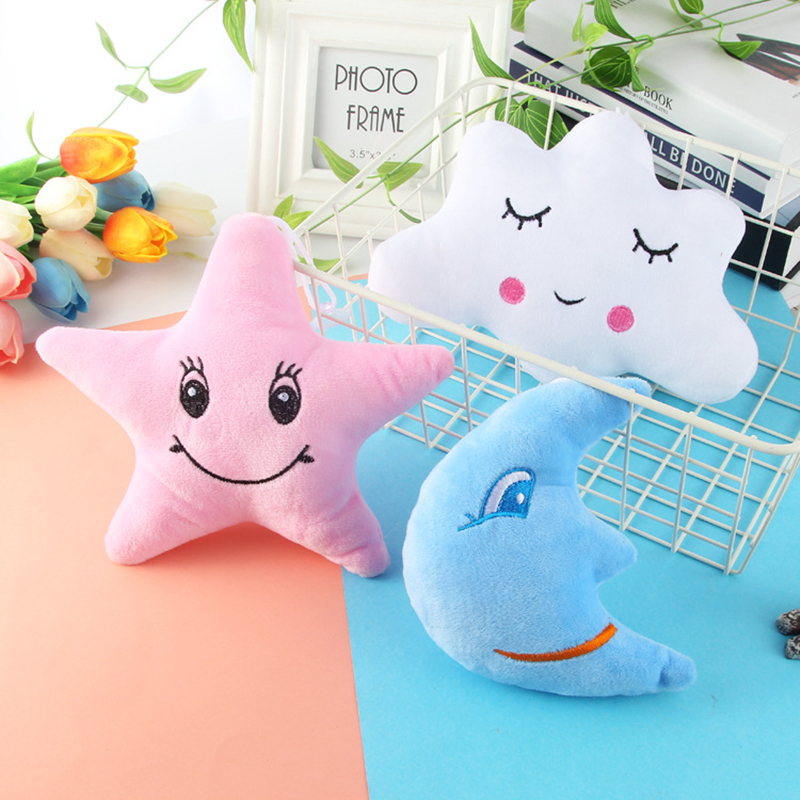 Soft Plush Moon Star Cloud Shaped Pillow Pink White Blue Stuffed Cushion For Children Room moon Color Random