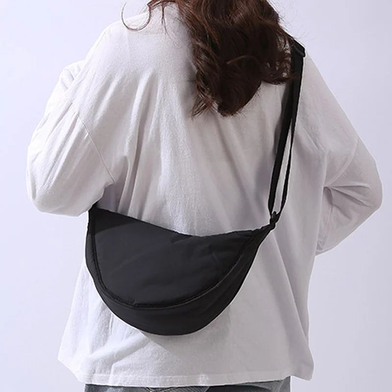 Lightweight Nylon Crossbody Bag For Women, Padded Shoulder Travel Purse classic Beige