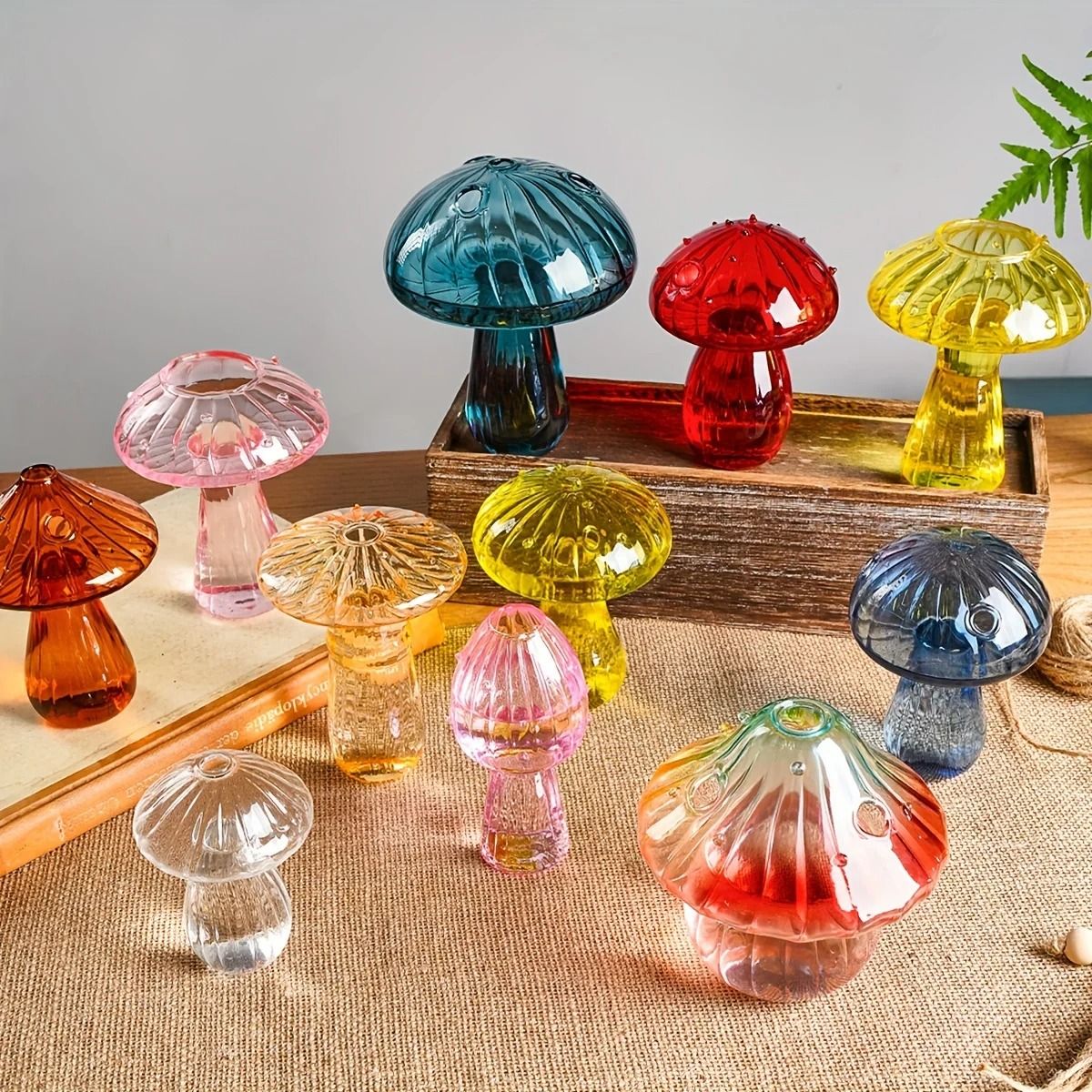 Colorful Mushroom Glass Hydroponic And Aromatherapy Vase brown