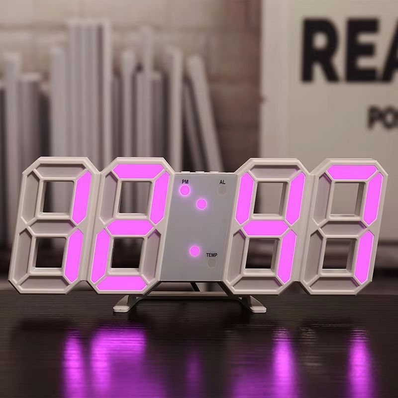 3D LED Digital Alarm Clock With Time, Date And Temperature Display green