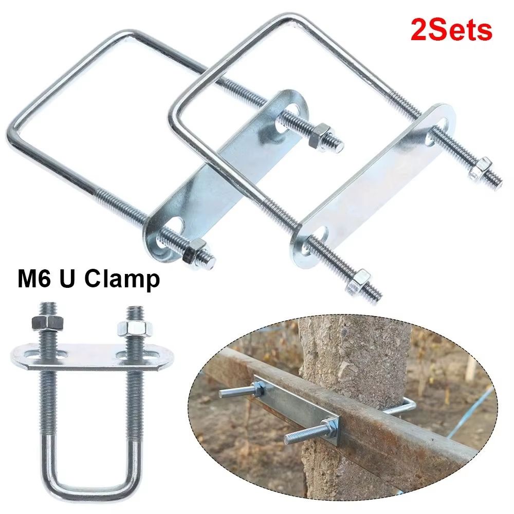 2 Sets M6 Iron Square U Bolt Right Angle Screw Clamp With Baffle 2 Sets 0.24x1.97x3.15in