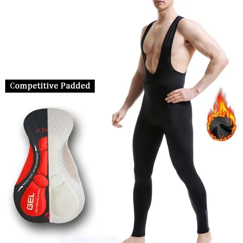 Winter Thermal Cycling Bib Trousers Mountain Bike Bicycle Tights black B l