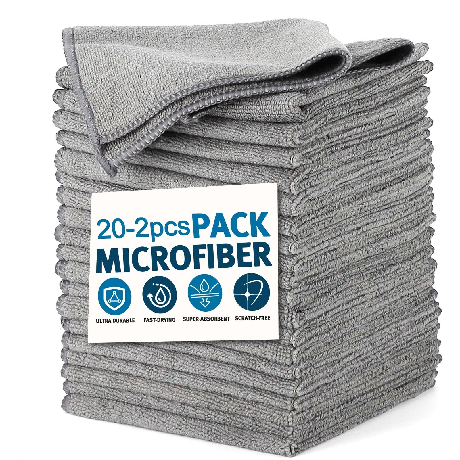Microfiber Cleaning Cloth Absorbent Towel Set For Home And Car Cleaning 25x25 | Black 6 Pcs
