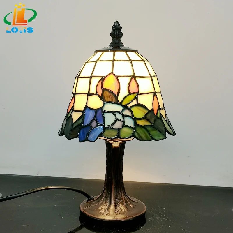6 Inches Scandinavian Orchid Glass Table Lamp, Small Bedside Night Light For Bedroom Breastfeeding Cafe Decor Gift c us Plug