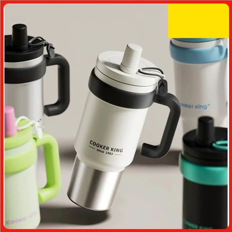 Stainless Steel Insulated Straw Thermos Cup black