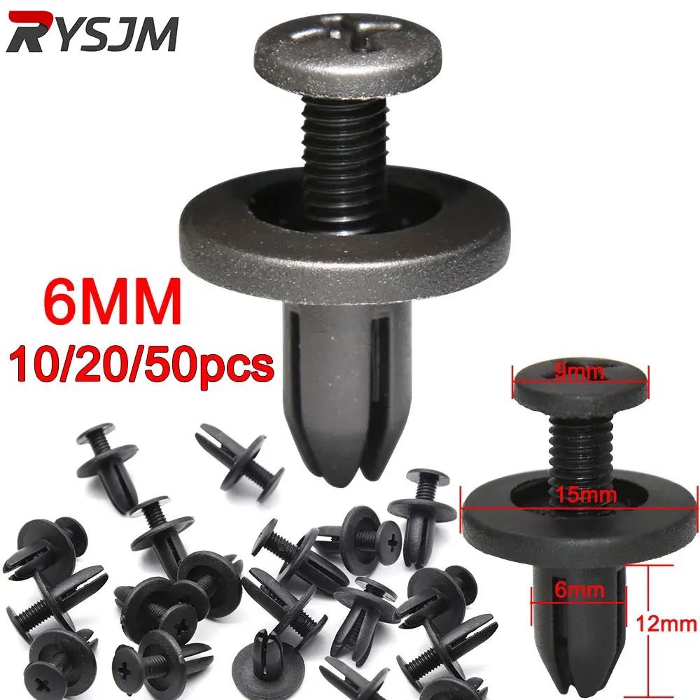 Toyota Compatible 6mm Trim Panel Push Clips Set Black Door Panel Retainer Rivets (1050pcs) 20pcs 6mm