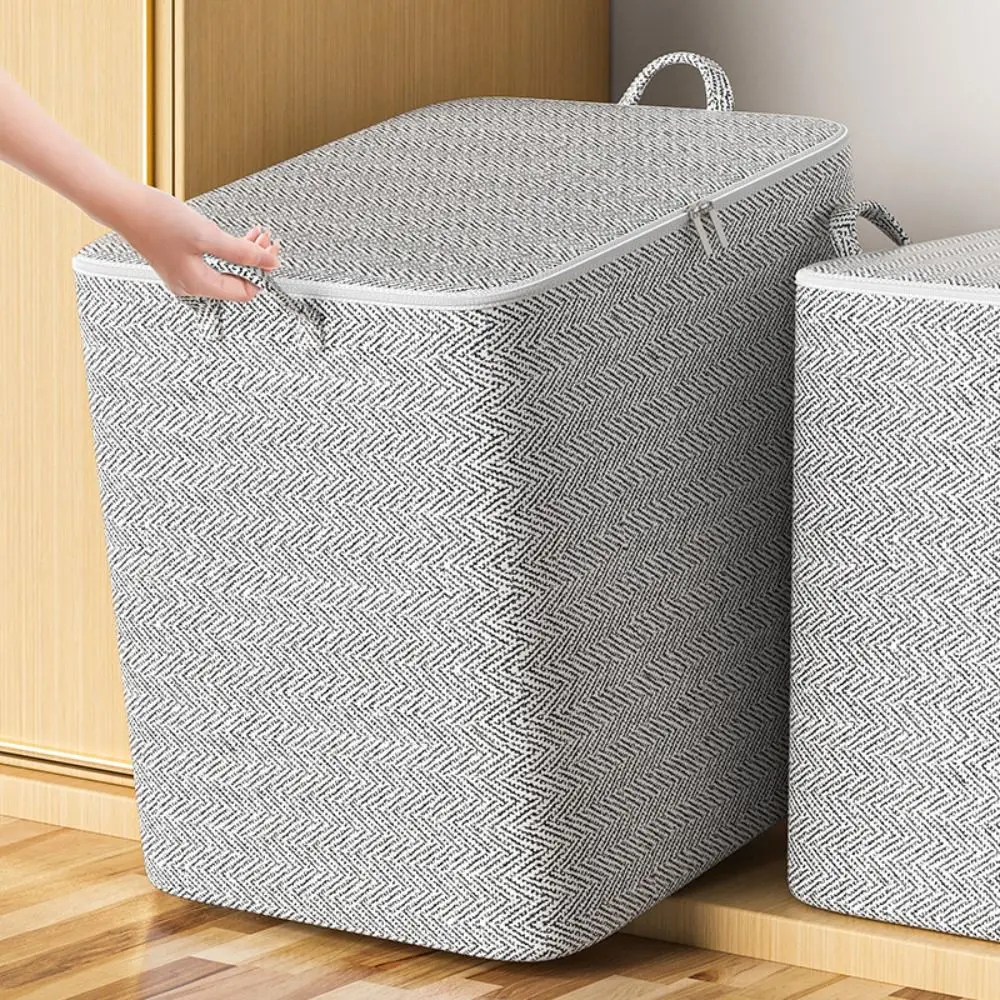 Large Capacity Non woven Quilt Storage Bag With Lids Zipper Foldable Dust proof Container For Clothes Organization 220l