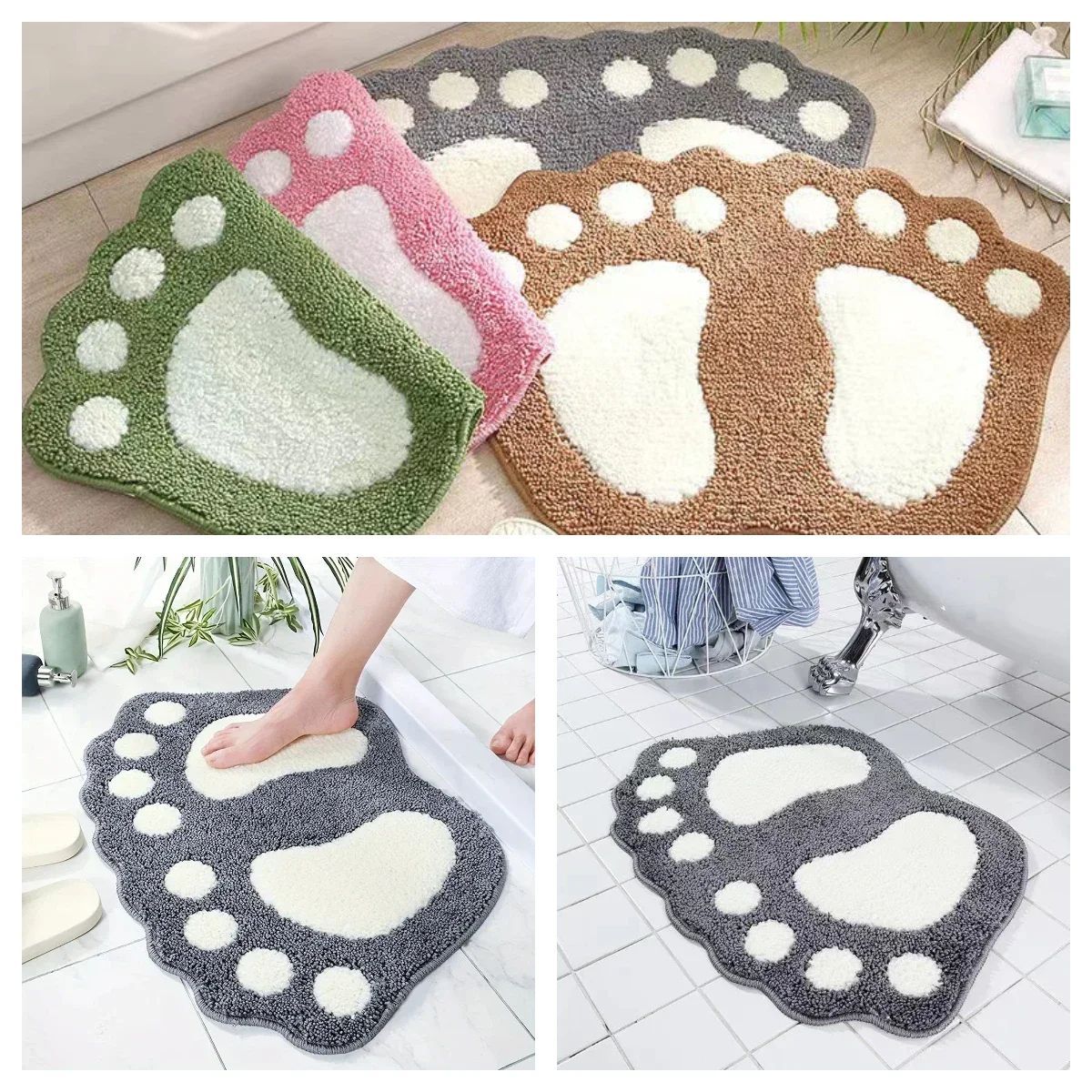 15.75 X 23.62 In Quick Dry Super Absorbent Non Slip Bath Mat Soft Microfiber Bathroom Floor Rug gray