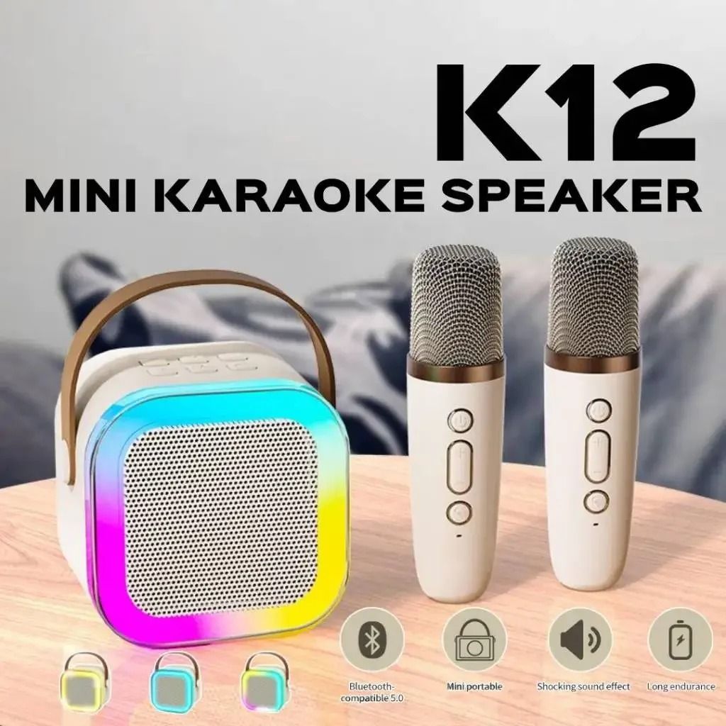 K12 Bluetooth Karaoke Speaker Mini Wireless Sound System With Microphone pink 2 Pcs