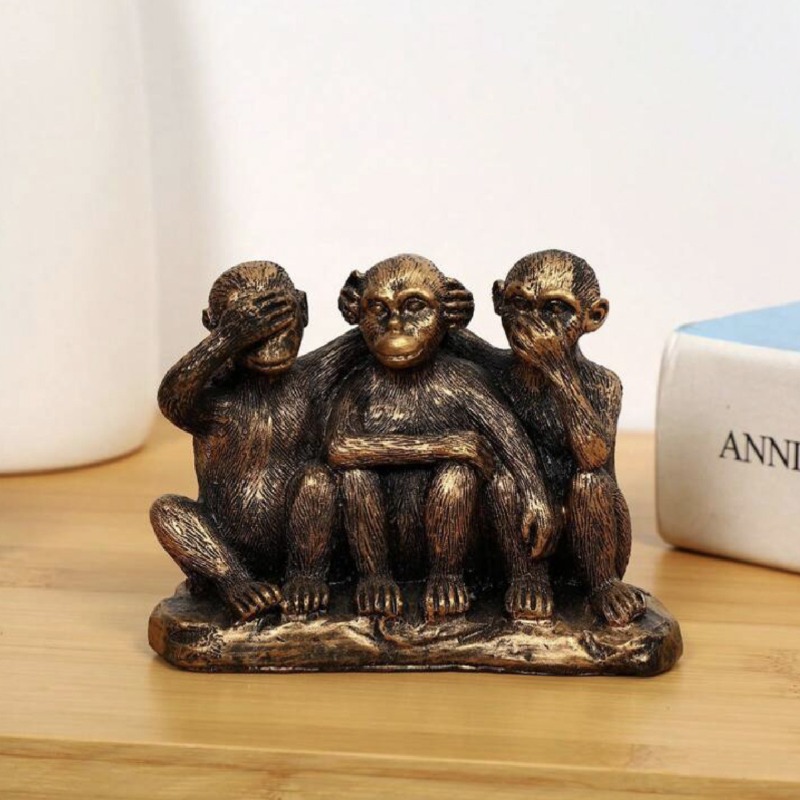 Home Decoration Items, Creative Three not Monkey Resin Craft, Festival Birthday Gifts, Decorative Items brown