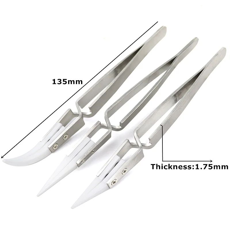Precision Ceramic Tweezers For Electronics Anti Static Soldering Tweezers With Heat Resistant Tips tweezer Tip Type: Small Elbow