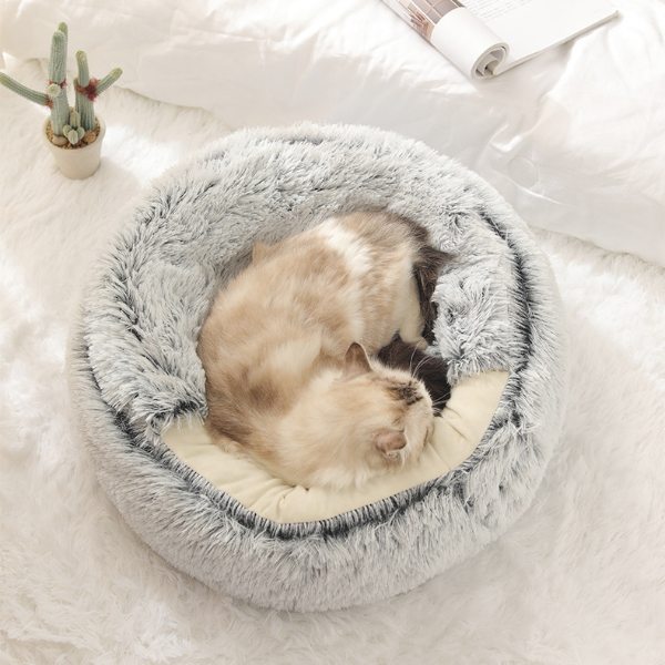 Plush Comforter Shell Cat Nest, Autumn Winter Soft Pet Bed, Warm Cold Plush Bed For Cats grey s