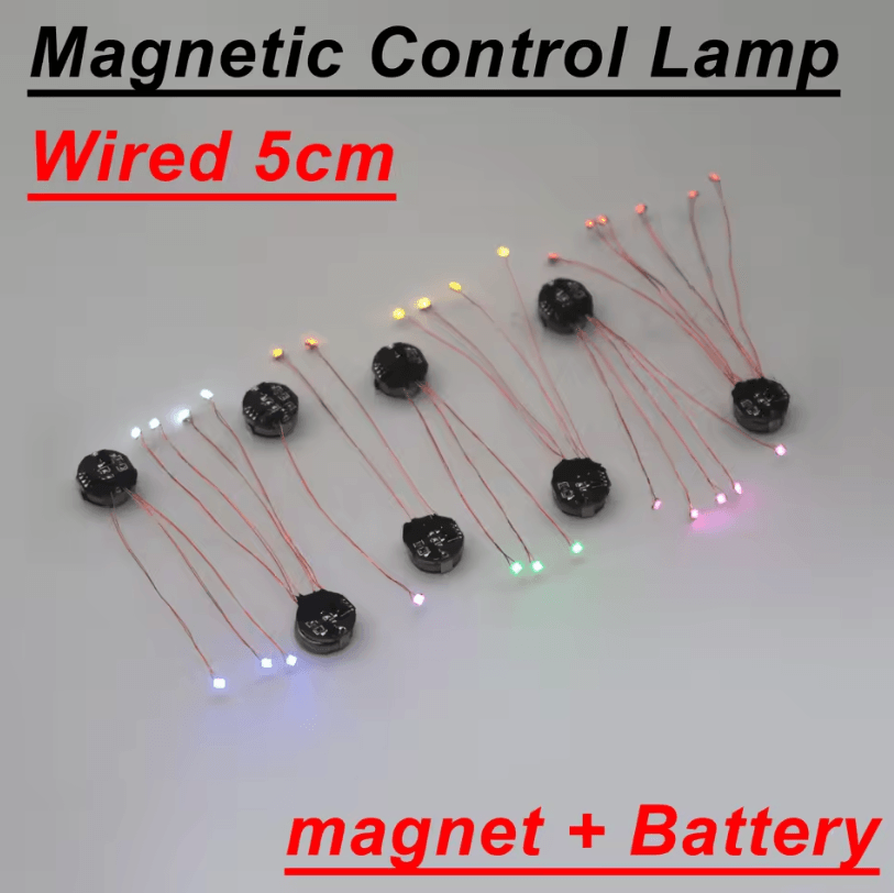 Magnetic Control LED Lamp Wired Magnetron Light For DIY Models & Dioramas 1 To 5 red