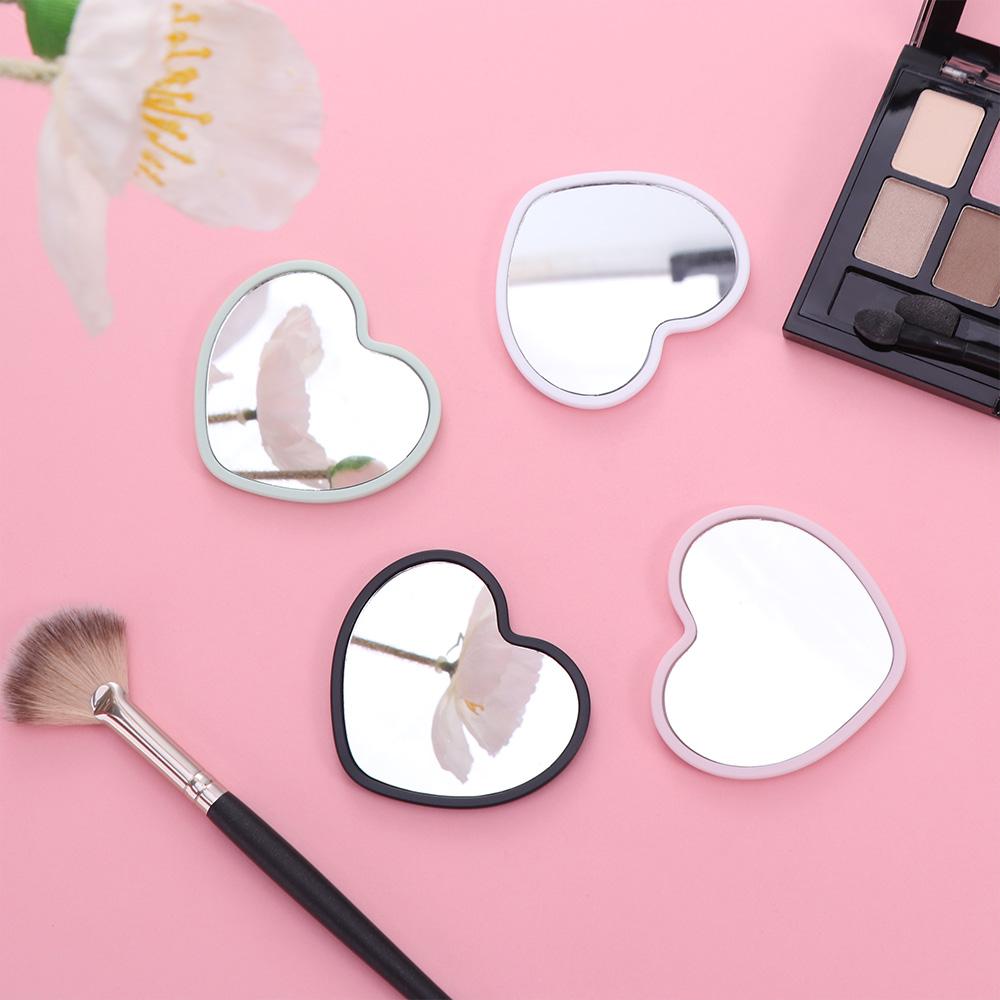 Heart shaped Handheld Mirror High definition Little Beauty Mirror For Dormitory Make up black
