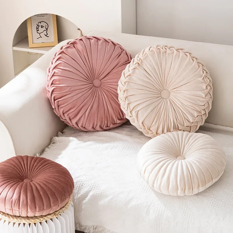 Round Pumpkin Pillow Pink Cushion Living Room Sofa Decorative Wheel Futon shenfen