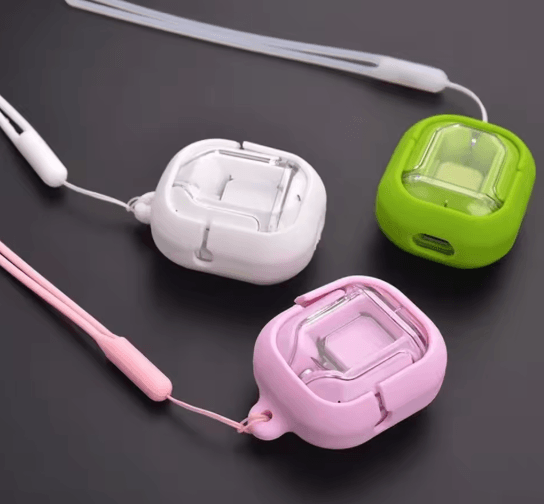 Silicone Earbuds Case With Lanyard Protective Cover For HQAi H4 pink