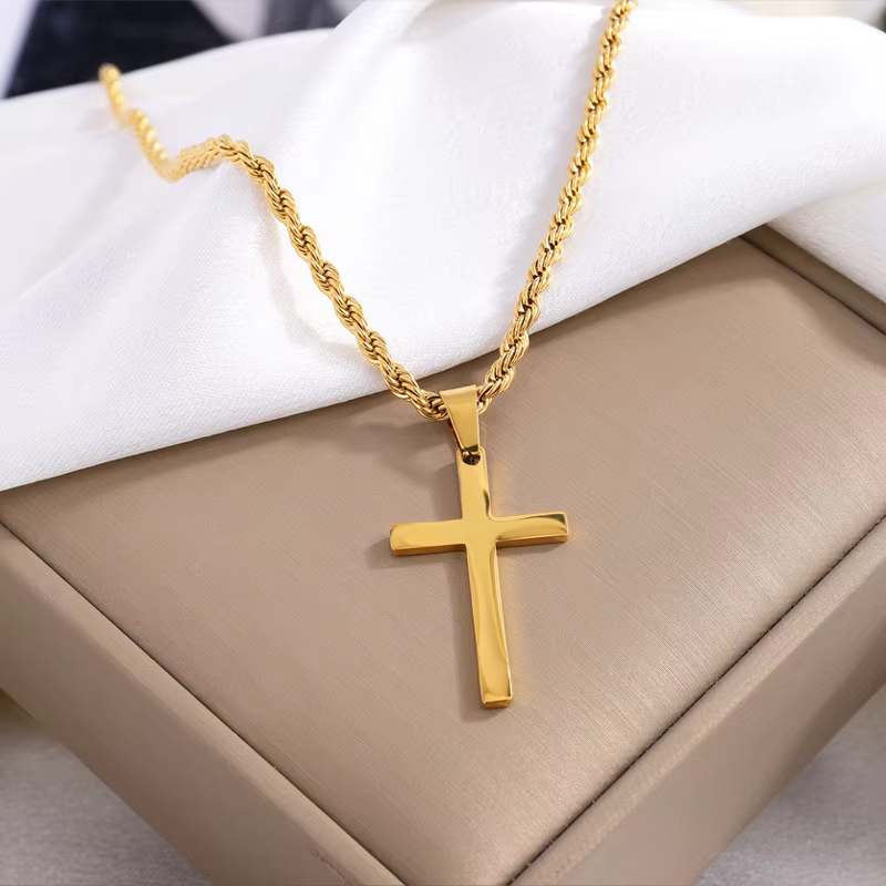 Cross Pendant Necklace For Men And Women, Minimalist Gold Jewelry Set, Stylish Unisex Necklaces silver