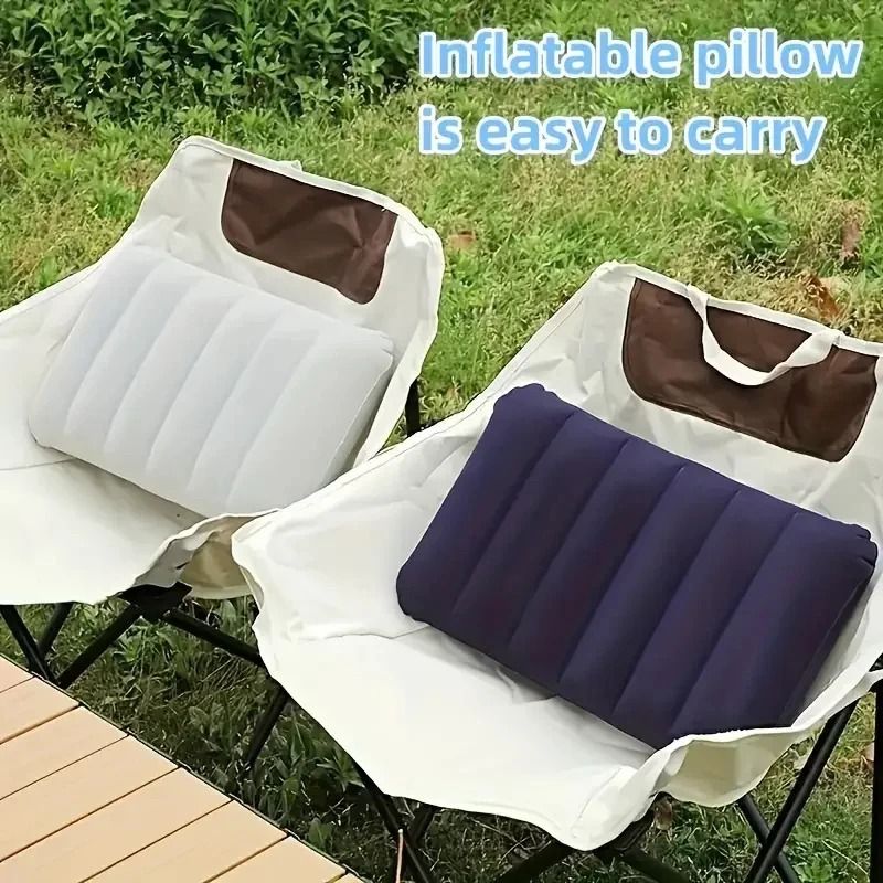 Portable Inflatable Air Cushion Pillow Large 47x30cm Folding Square Travel Headrest green