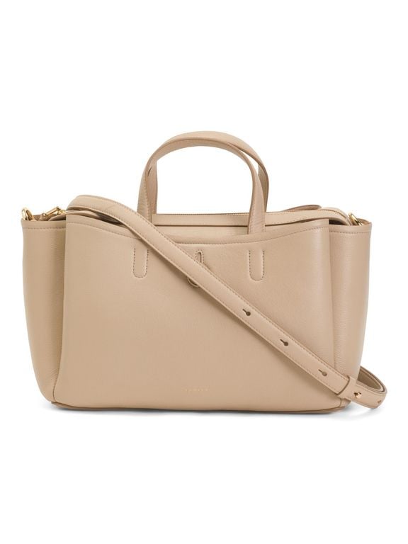 Leather Bathurst Mews Medium Zip Top Grab Satchel, Leather - Natural - Tj Maxx Satchels