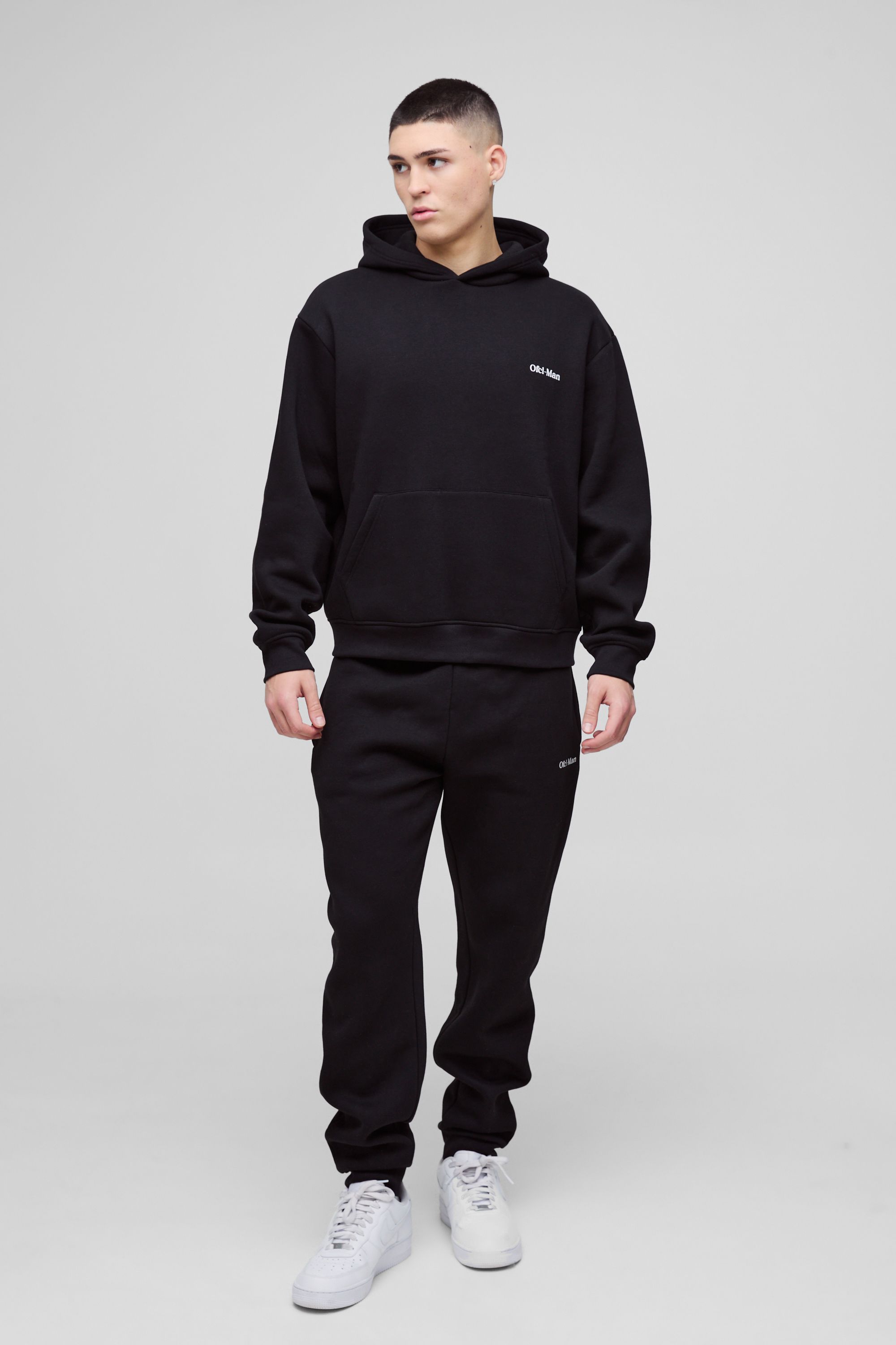 Boohooman Mens Oversized Boxy Ofcl Man Hooded Tracksuit - Black Cotton - Size X-small | Boohooman Sale | Discount Designer Brands