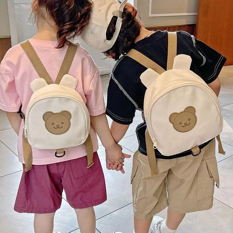 Sac anti-perte pour bébés filles et garçons, sac d'école de maternelle avec motif d'animaux de dessin animé, sac à dos mignon pour bébé, sac d'école en toile coréen pour enfants