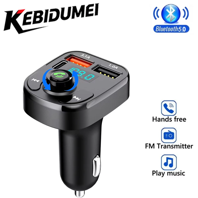 Trasmettitore Fm Bluetooth 5.0 Modulatore radio Fm wireless per auto Kit per auto Adattatori per caricabatteria per auto doppio USB Ricevitore trasmettitore FM