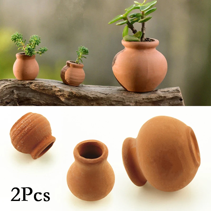 2PCS Mini Blumentöpfe Keramik Blumentopf Für Indoor Outdoor Blumen Kleine Pflanze Vintage Sukkulenten Topf Garten Home Office Decor Image