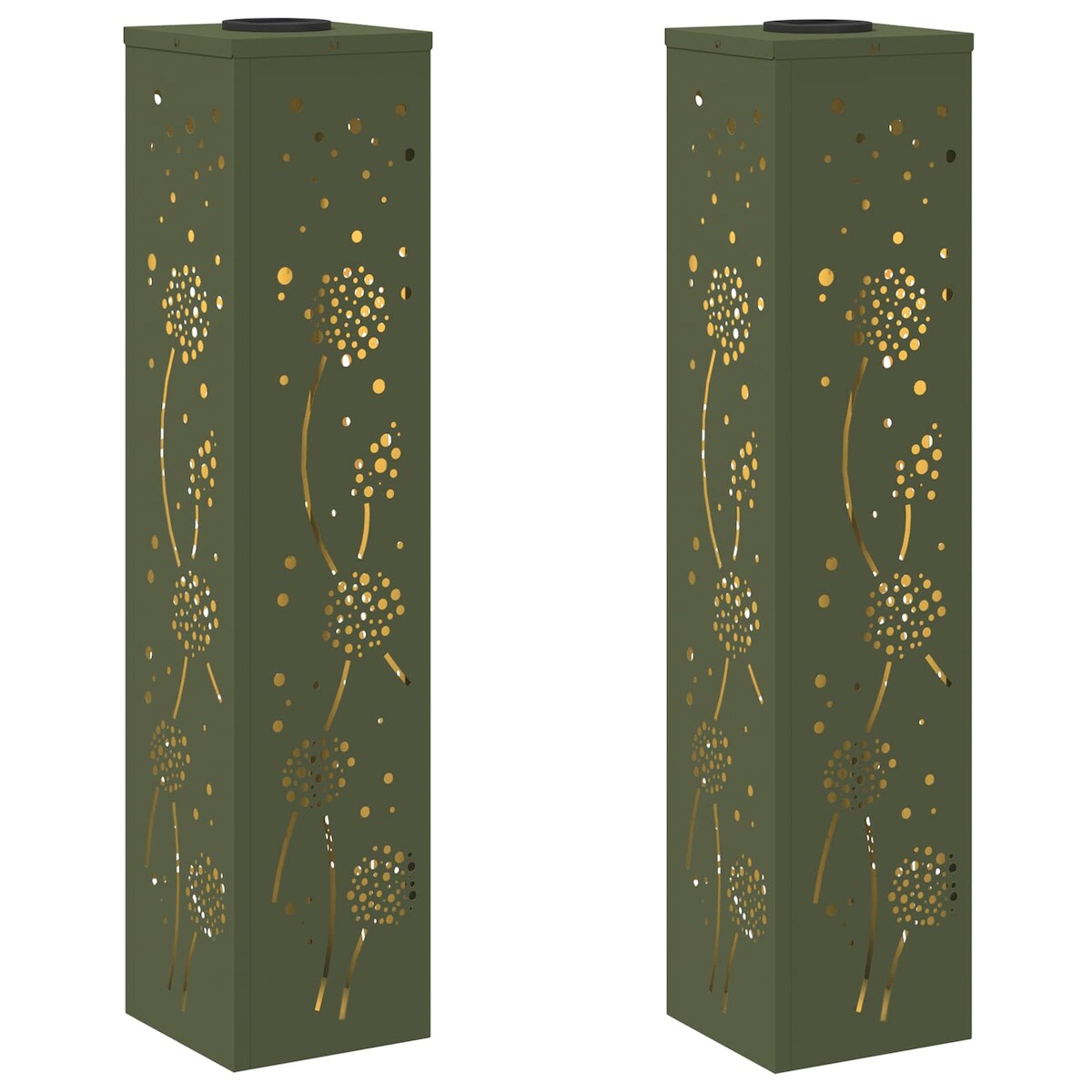 vidaXL Solar LED Weg Licht 2 pcs Olive Grün Kalt gewalzter Stahl Image