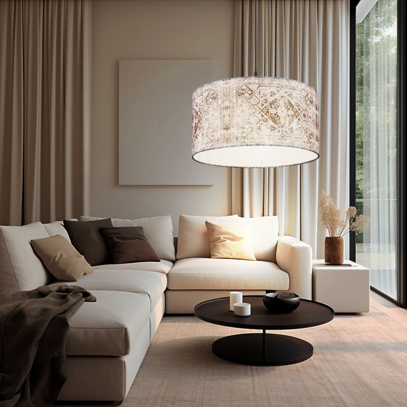 Lampada A Sospensione Lampada A Sospensione Lampada A Sospensione Lampada A Ombrello Lampada Da Sala Da Pranzo Lampada A Sospensione, Paralume In Tessuto Fantasia Blu Grigio Nero, Attacco E27 Regolabi