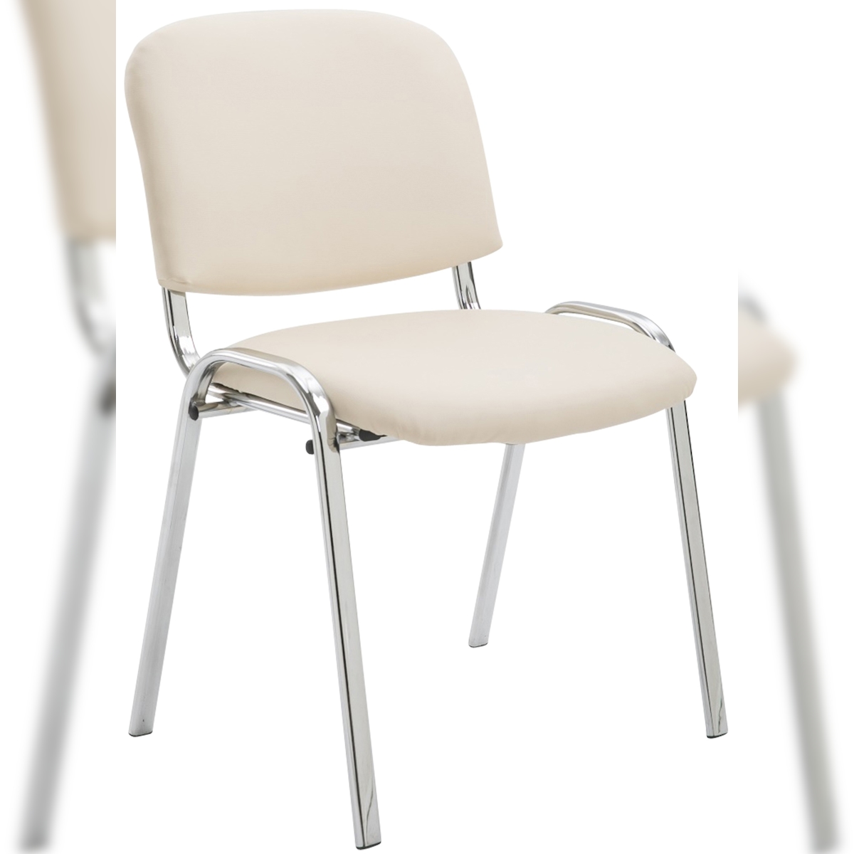 DELUKE Besucherstuhl ZAGREB - Kunstleder Creme 54x48x79 cm | Besucherstühle Konferenzstuhl Wartezimmerstuhl Bürostühle Bürostuhl Konferenzraum Wartezimmer Image