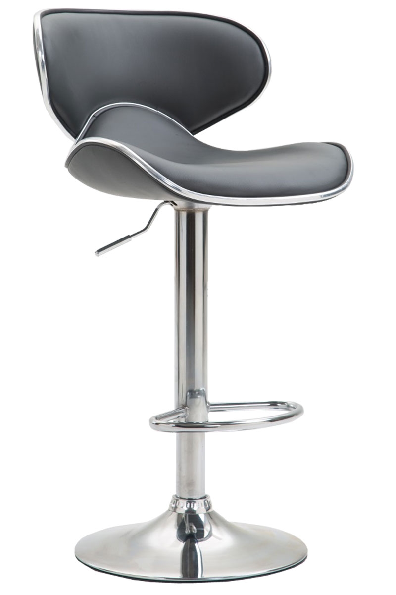 DELUKE Barhocker FAMIR - Kunstleder Grau 46x49x88 cm Silber | Barstuhl Mit Lehne Tresenhocker Tresenstuhl Kneipenhocker Kneipenstuhl Image