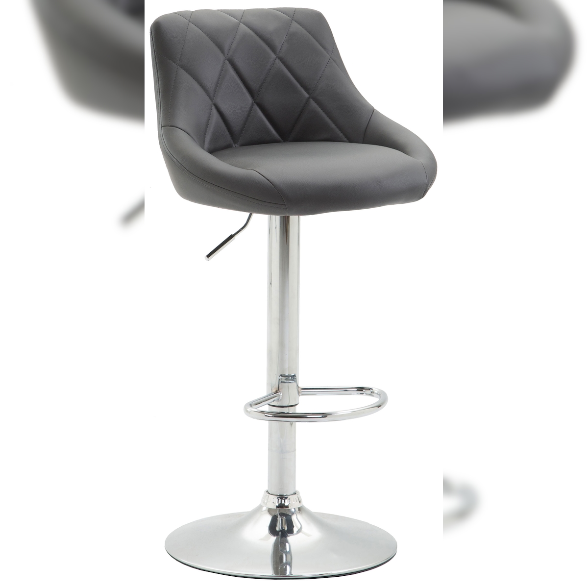 DELUKE Barhocker FALON - Kunstleder Grau 46x49x83 cm Silber | Barstuhl Mit Lehne Drehbar Tresenhocker Tresenstuhl Kneipenhocker Kneipenstuhl Image