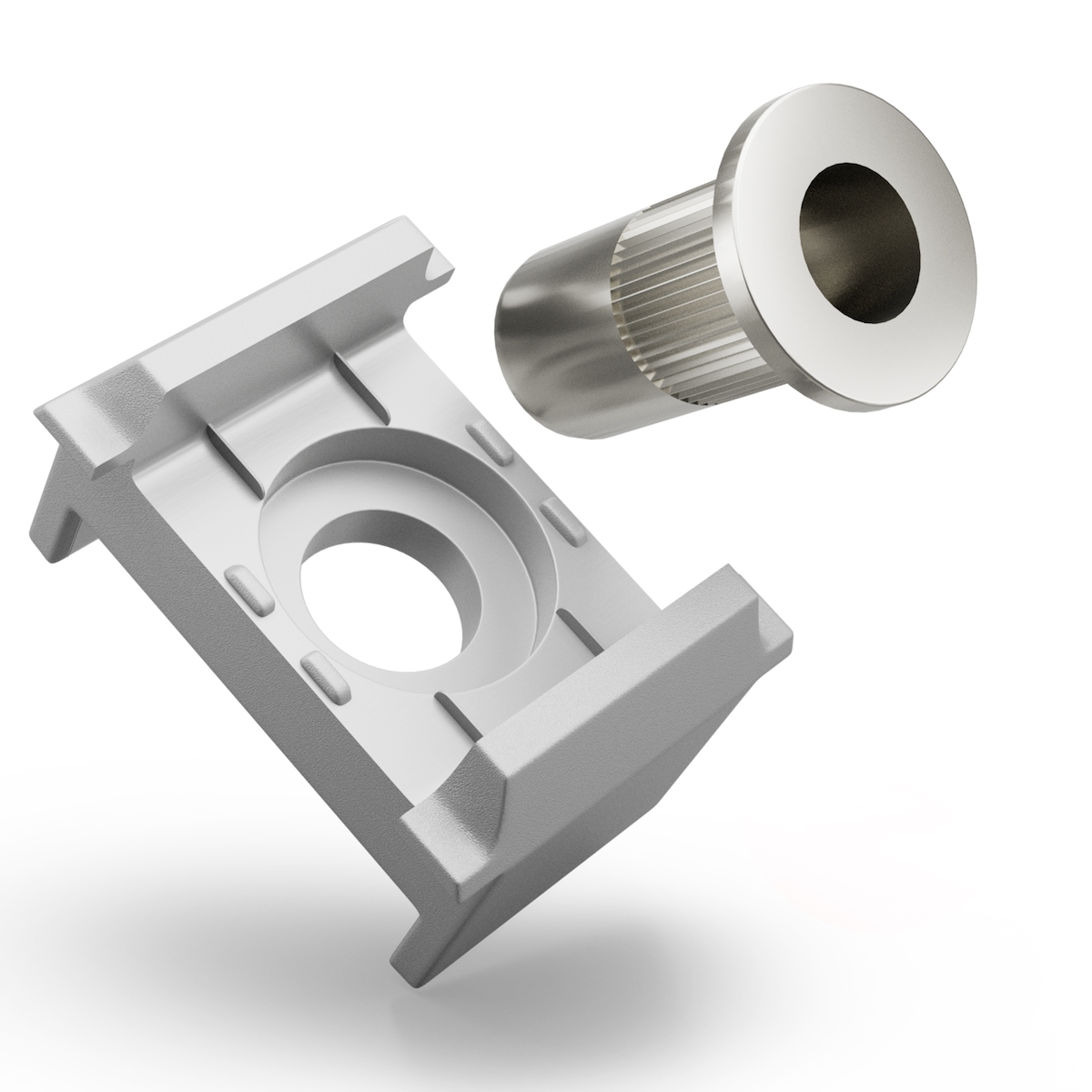 Qualinos 10x Silber (9006) Ersatzteil-Set für Doppelstabmatten Klemmbock 40mm und V2A Nietmutter ohne Schraube Image