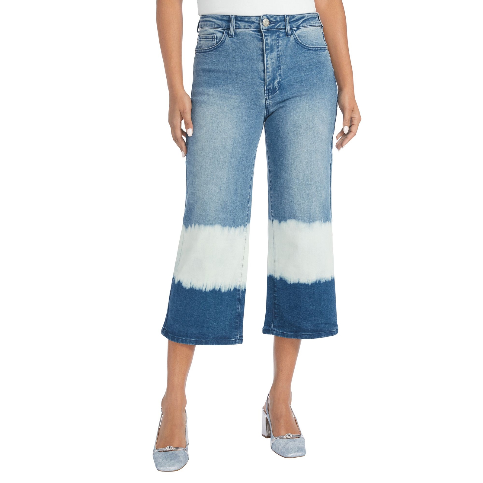Masseys Cropped Denim Jean (Size 28W) Ombre, Cotton,Denim,Elastine,Polyester