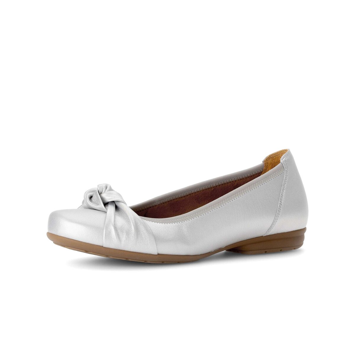 Ballerina GABOR "Sportliche Ballerina Effektleder", Damen, Gr. 37, silber, Schuhe Ballerina