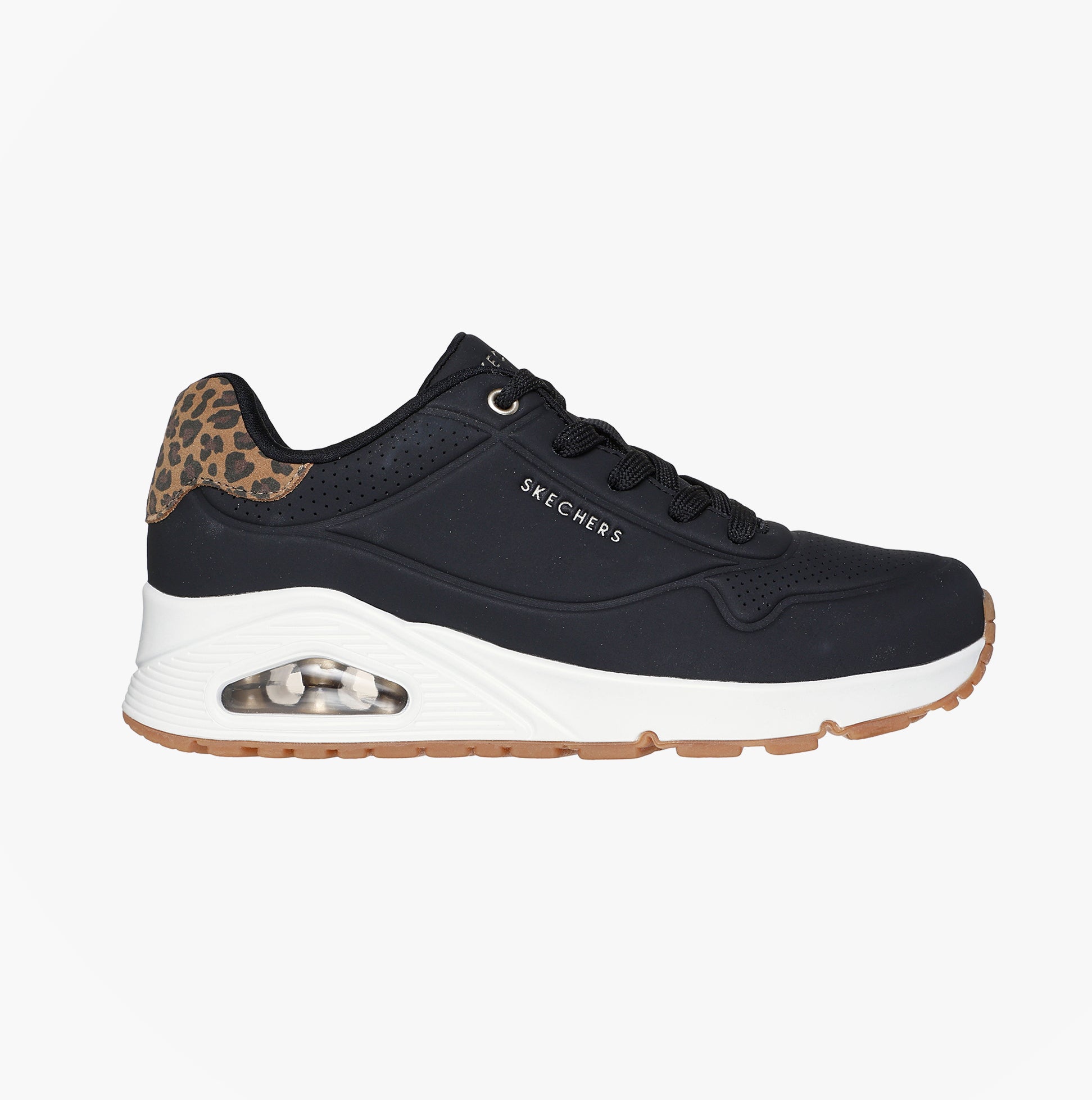Skechers 177093/bkld Uno-jungle Nite Damen Sneaker Schwarz Durabuck/leopardenmuster