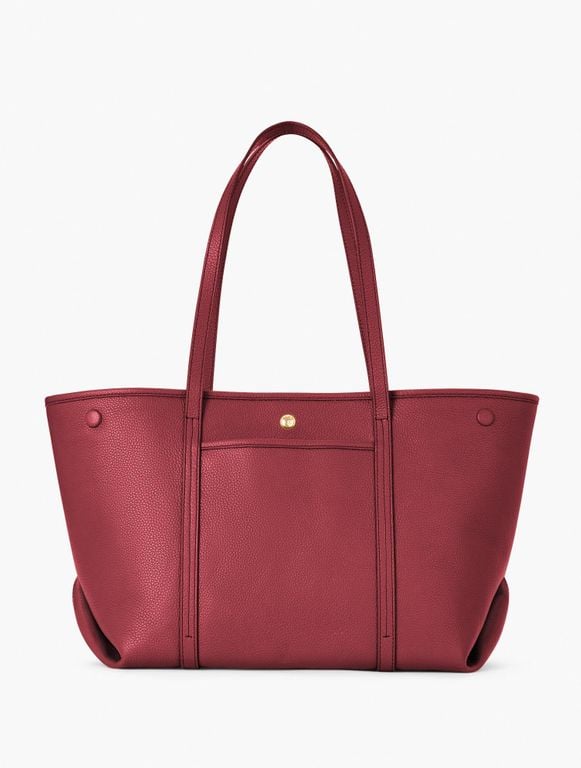 Harper Pebble Leather Tote - Red - Talbots Totes