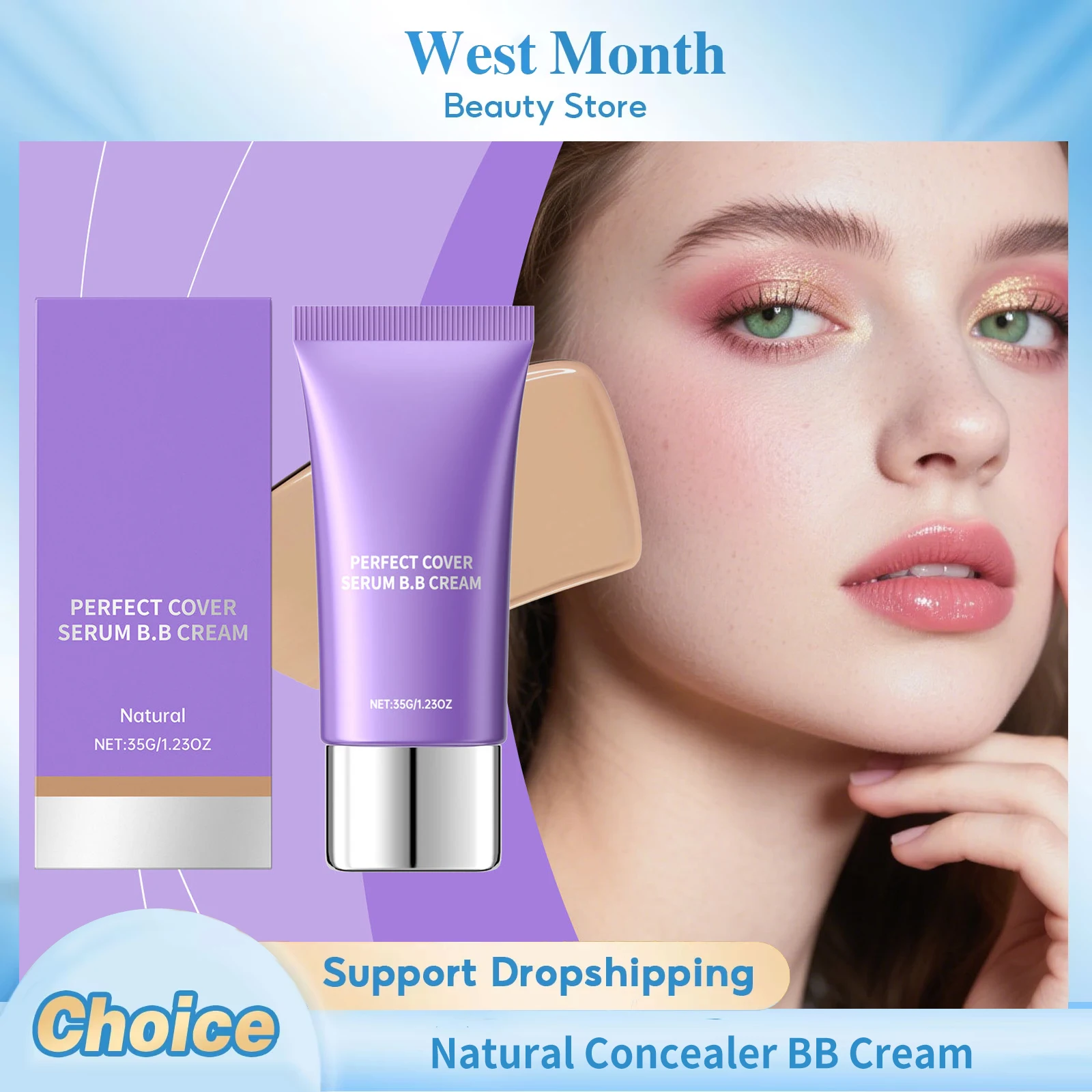 Natürlicher Concealer BB-Creme Feuchtigkeitsspendend Aufhellend Gleichmäßiger Hautton Farbkorrigierend Wasserfest Volle Abdeckung Foundation BB-Creme Image