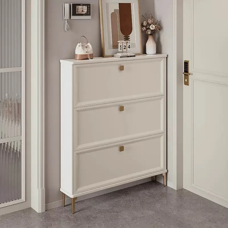 Ultradünner Schuhschrank, Haushalts-Eingangsbereich Klappschrank-Typ für den Eingangsbereich, Wandmontage, platzsparendes Schuhregal Image