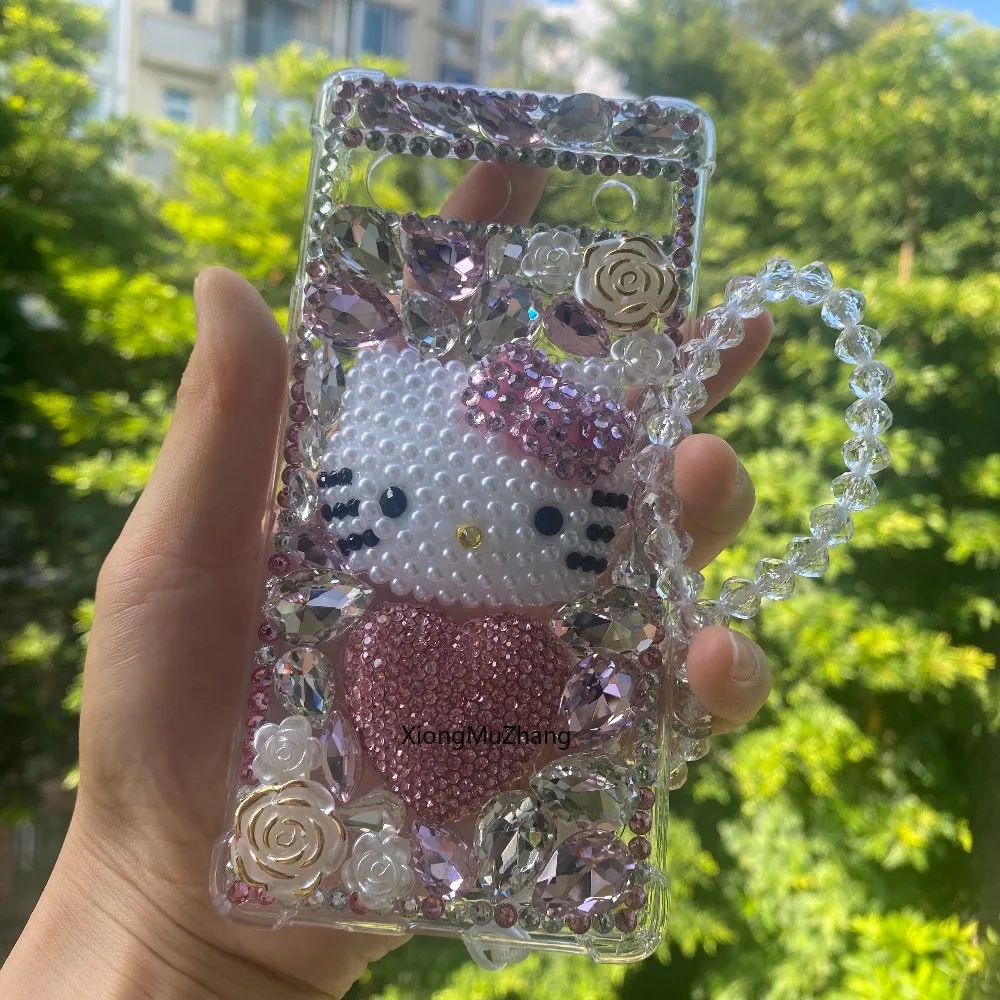 Süße Sanrio Hello Kitty für Google Pixel 10 10 Pro 9 9A 9 Pro 8 7A 7 6A 6 5A 5 5 XL 4A 4 XL 4 Soft TPU Black Phone Case Diamond