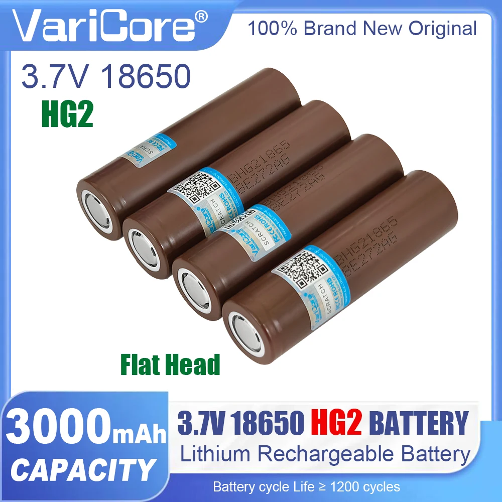 100 % neuer Original-Akku HG2 18650 3000 mAh 3,7 V, Entladestrom 20 A, speziell für HG2-Geräte, für elektrische Geräte Image