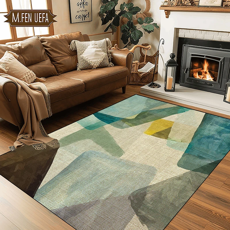 Grüner abstrakter Teppich für Wohnzimmer, klassische Heimdekoration, luxuriöse Teppiche, Schlafzimmerdekoration, rutschfeste Couchtisch-Lounge-Teppiche Image