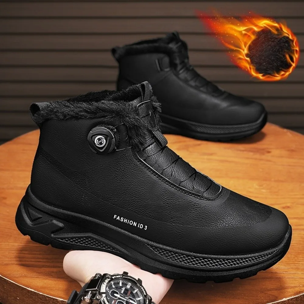 Mode Herren Stiefeletten High Top Schuhe Vielseitig Mann Wandern Motorrad Stiefel Outdoor Treking Schuhe Winter Plüsch Schnee Schuhe