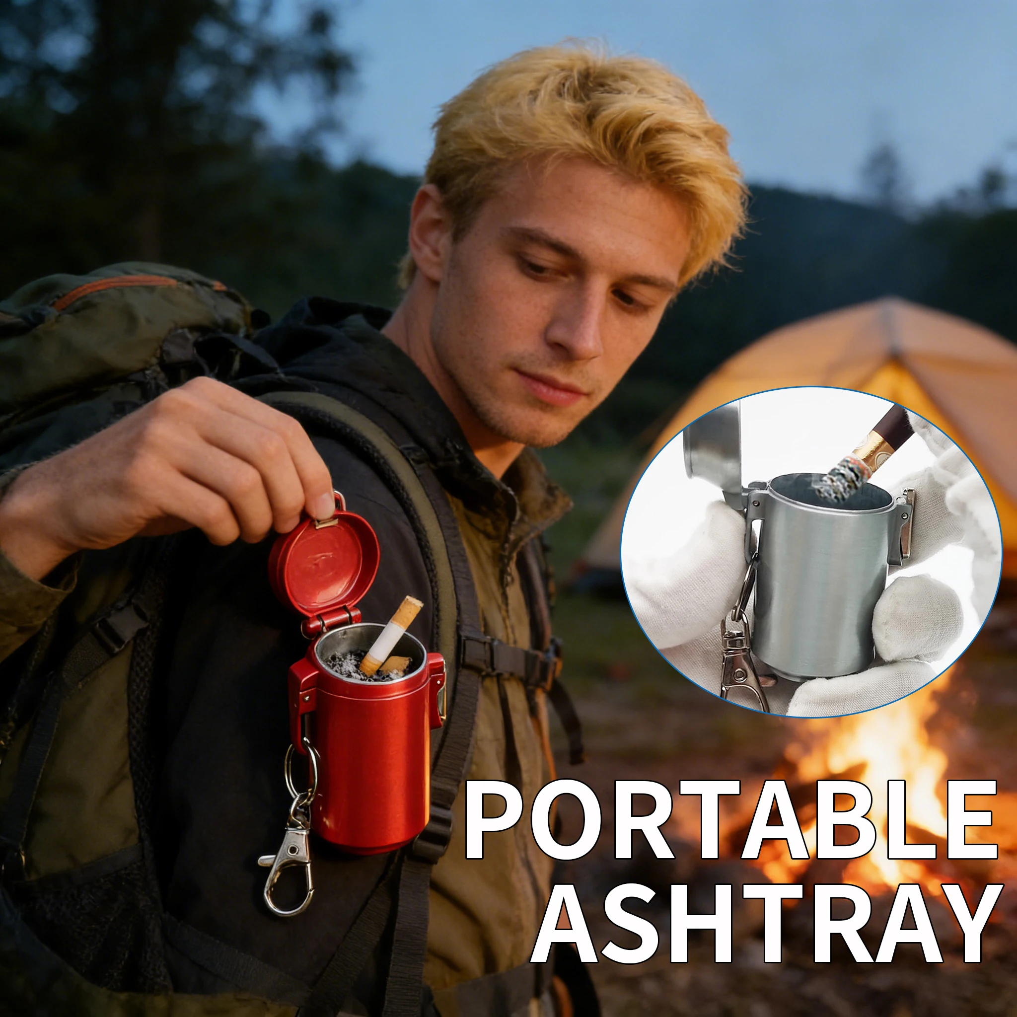 Tragbarer Mini-Aschenbecher - Schlüsselanhänger-Typ - Universeller Aschenbecher für Outdoor-Camping, Picknick und Autonutzung Image