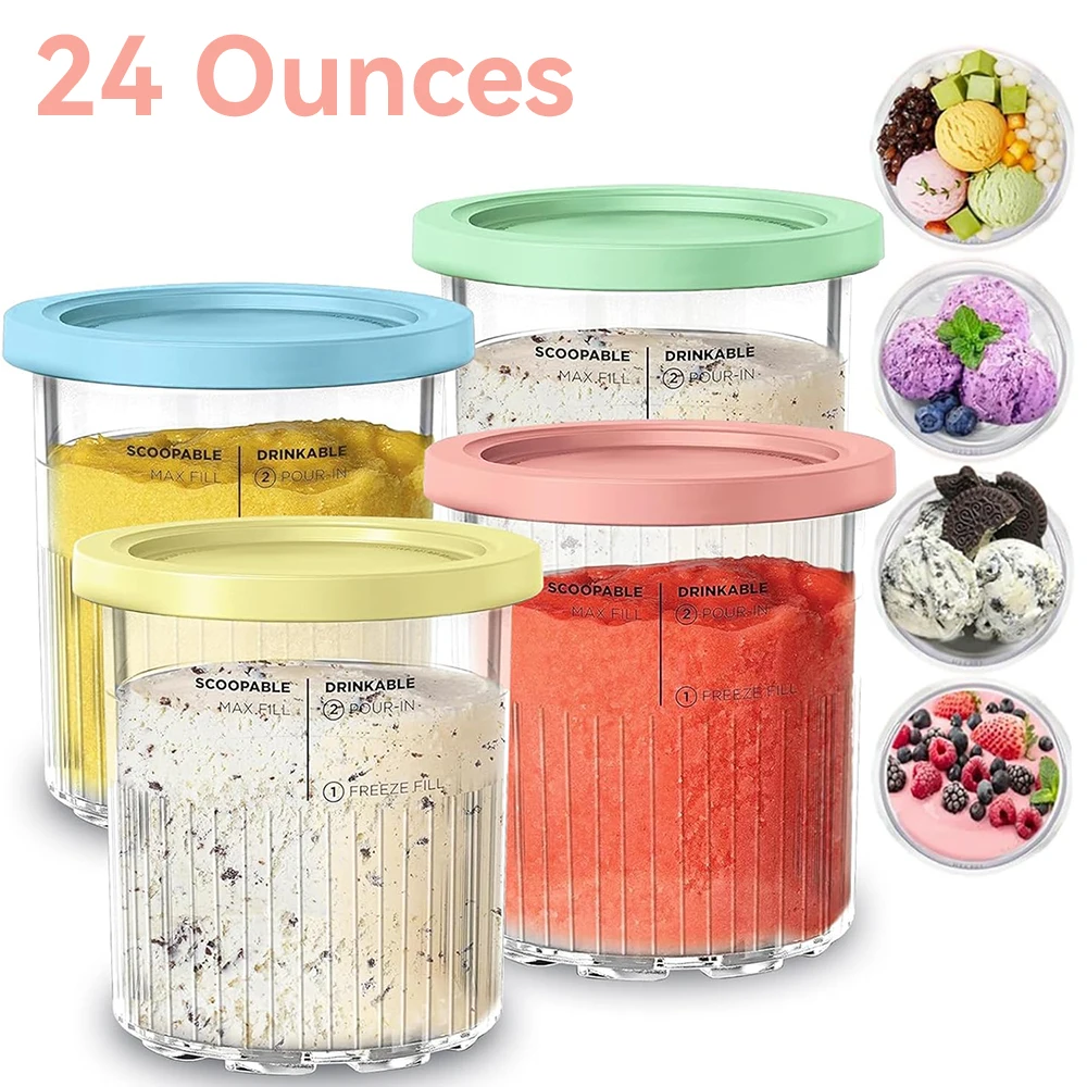 4-teilige Ersatz-Pints und Deckel für Ninja Creami NC501 NC500, Eiscreme-Behälter-Set, Zubehör, kompatibel mit der Serien NC500 Image