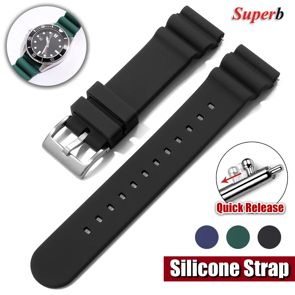 Tropisches Silikon-Uhrenarmband 20 mm 22 mm für Oris für Seiko für Citizen Gürtel Gummi Sport Smart Watch Armband Schnellverschluss-Armband Image