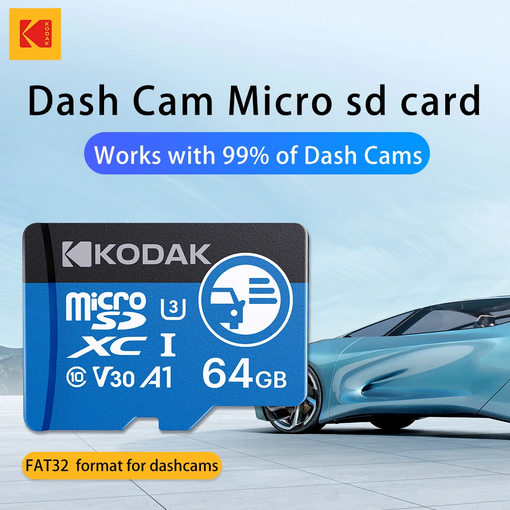 Kodak Ultra Mini Dashcam Micro SD-Karte 256GB 128GB Speicherkarte SD TF Flash-Karte Speicherkarten 64GB 32GB für Autos und Handys Image
