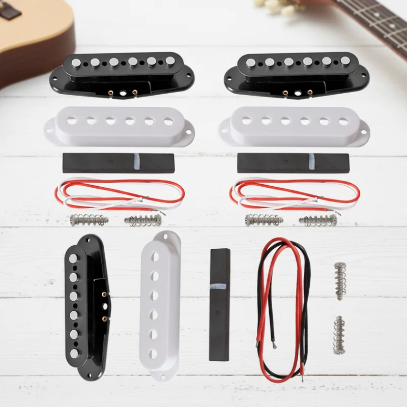 ST E-Gitarren DIY-Teile-Sets zur Herstellung von Gitarren-Tonabnehmern Single-Coil-Tonabnehmer-Spule/Abdeckung/Keramikstab/Kabel/Pol in Verschiedenen Farben